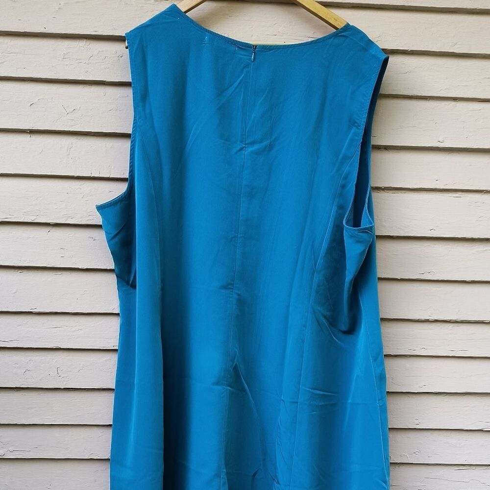 Woman Within Teal Blue Two-Piece Button Front Dress Set - Picture 7 of 13